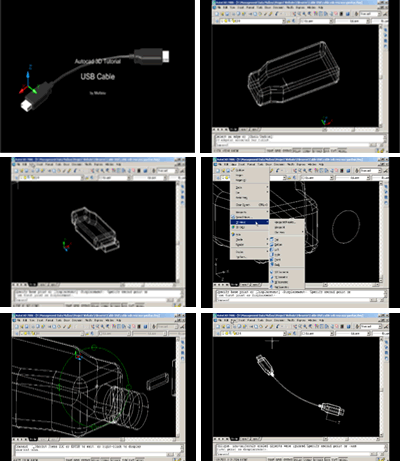 AutoCAD 3D tutorial : USB Cable
